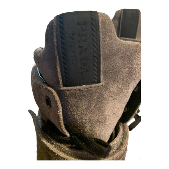 Prada Grey combat Wedge sneaker size 39.5 authentic - Picture 8 of 11